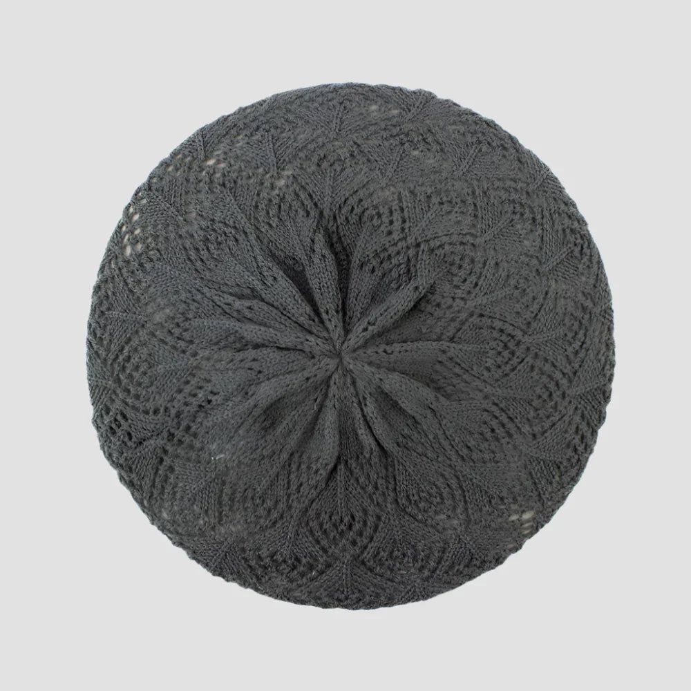 Gray knitted beret.