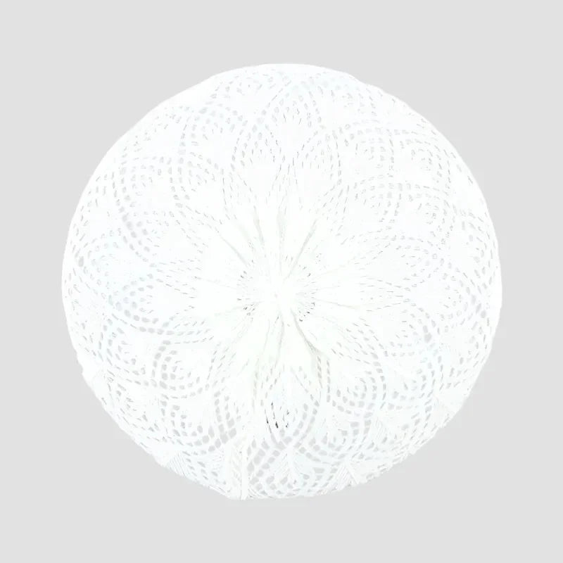 White lace doily with intricate floral patterns for Knit Beret Pattern