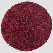 Burgundy knitted beret.