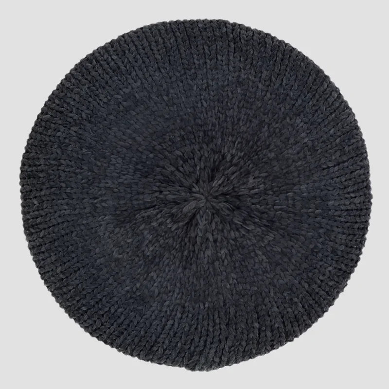 Knitted gray beret.