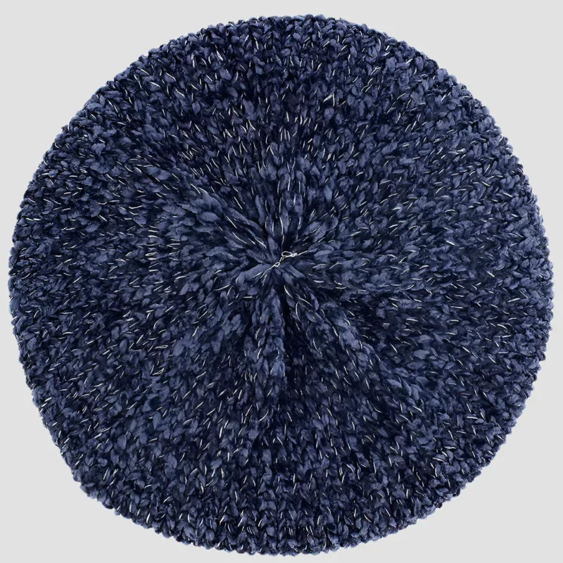 Navy blue knitted beret.