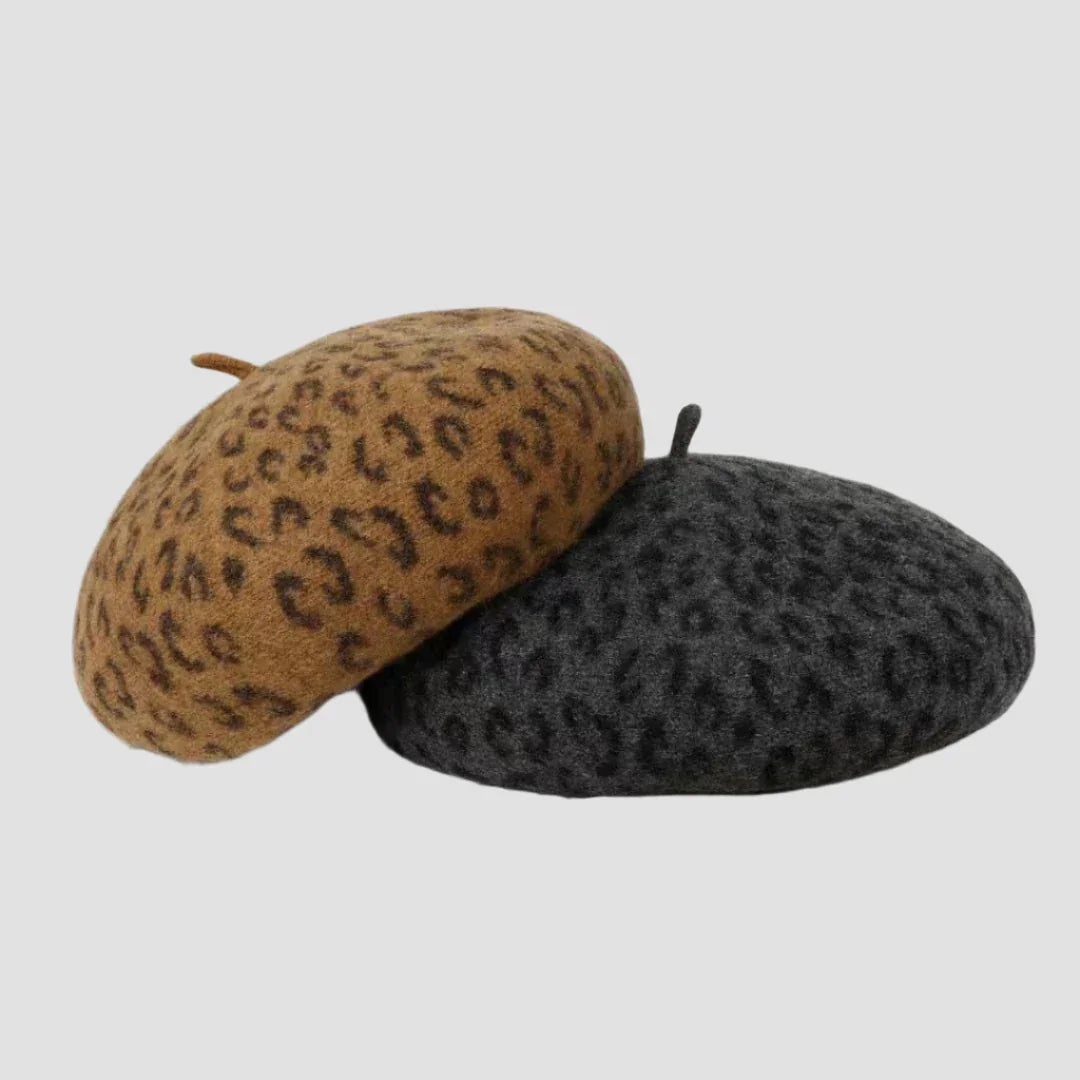 Two leopard-print berets.