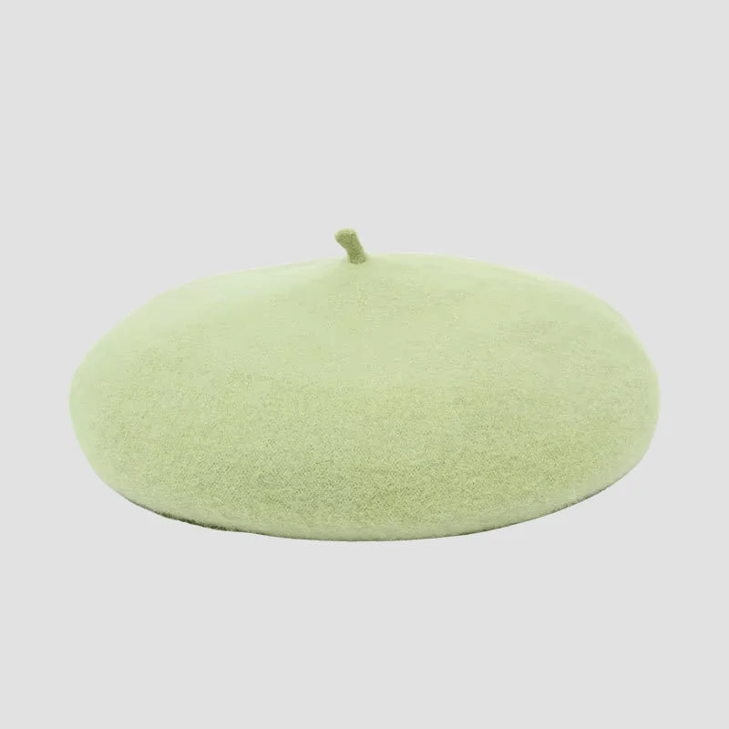 Light green wool beret.