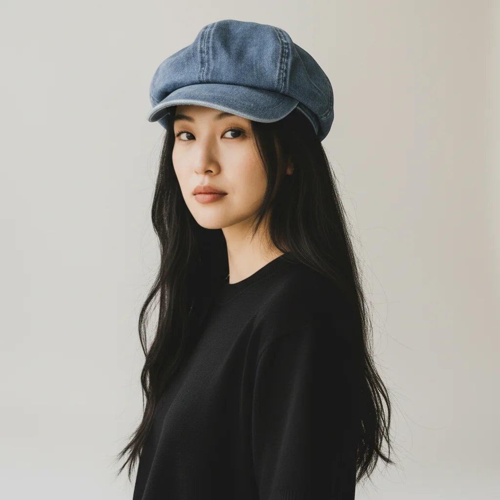 Blue denim flat cap from Newsboy Denim Beret product