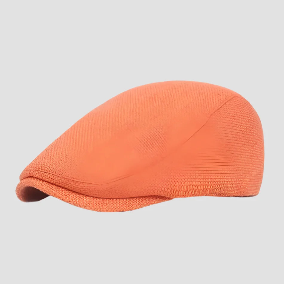 Orange textured flat cap.
