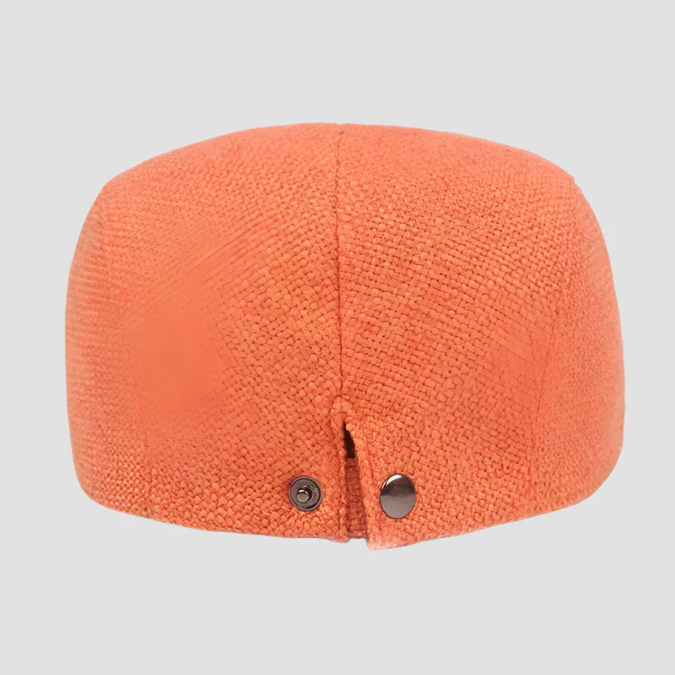 Orange tweed flat cap.
