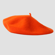 Orange wool beret.