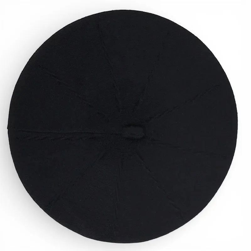 Original French Beret in black circular style with soft textured fabric