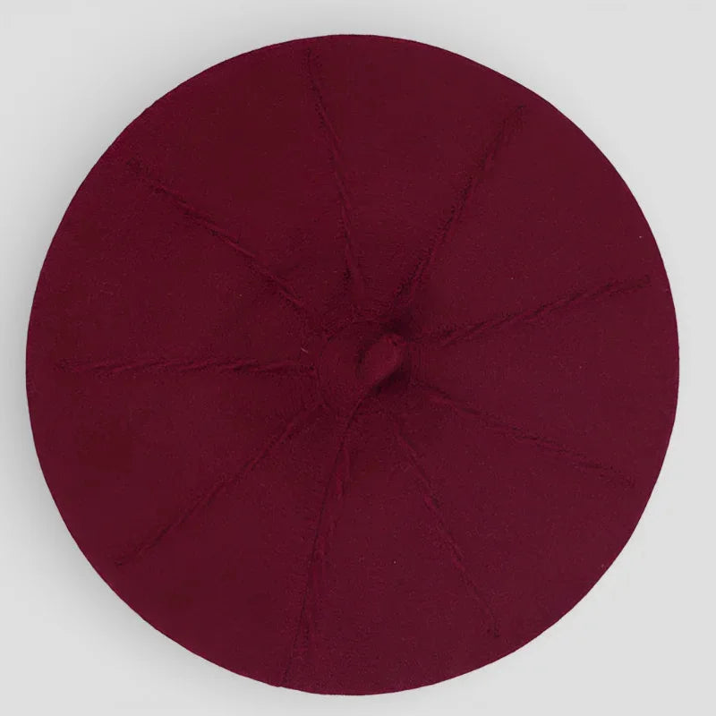 Original French Beret in deep maroon with stitched crown panels