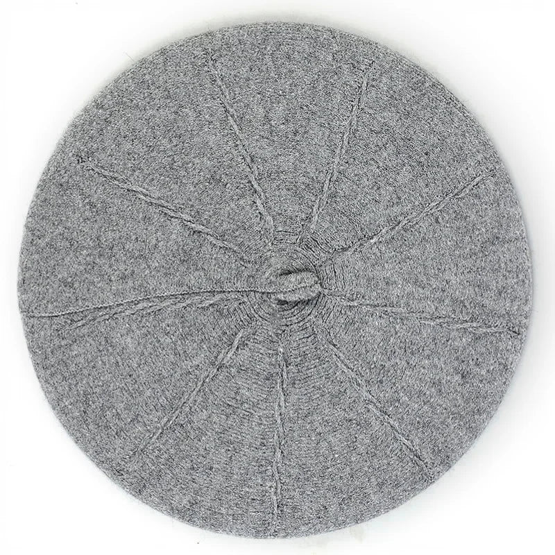 Gray felt Original French Beret with radial stitching pattern