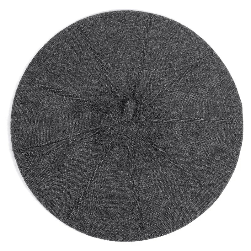 Gray wool beret.