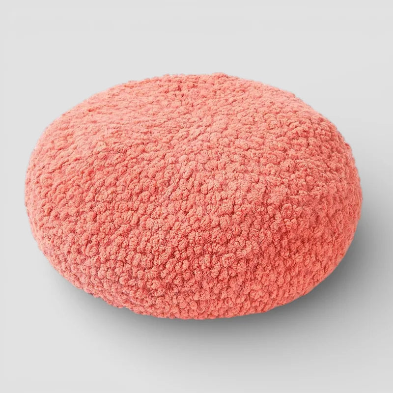 Coral Paloma Wool Beret round plush pouf textured surface