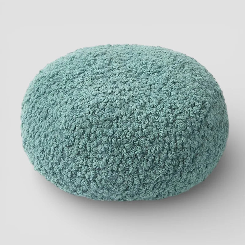 Paloma Wool Beret round teal plush faux fur floor pouf