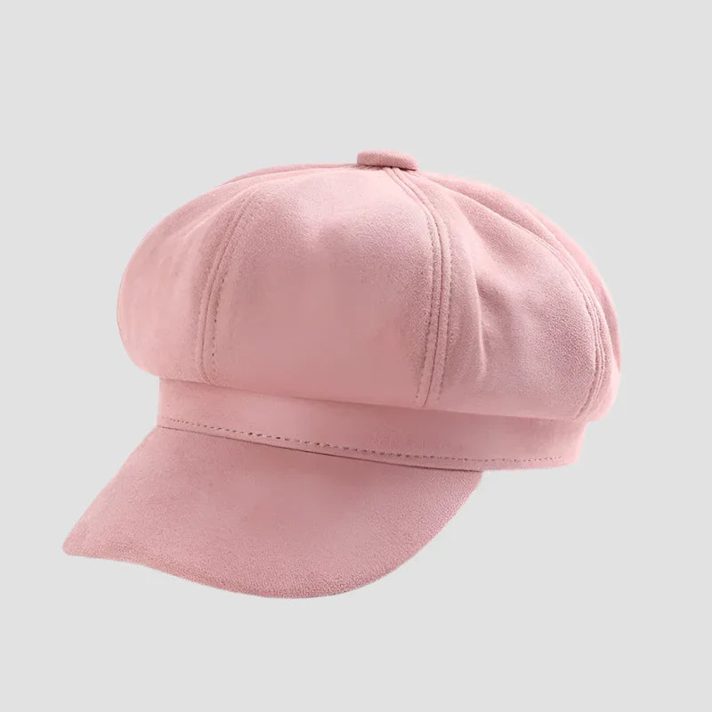 Pink baker boy hat.
