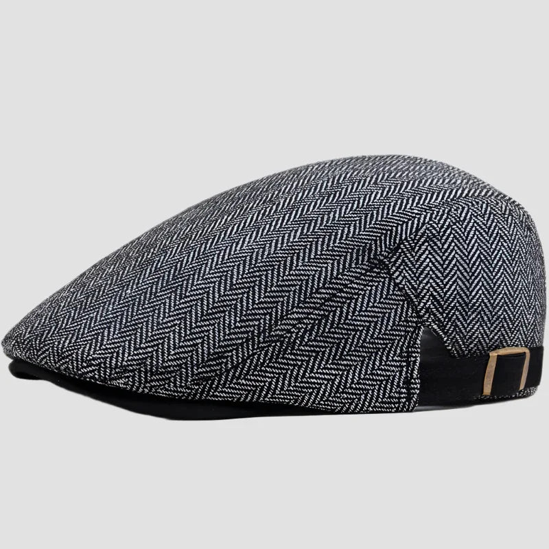 Herringbone flat cap.