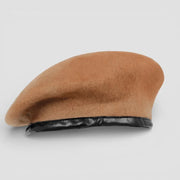 Ranger Tan Beret with tan wool and black leather trim