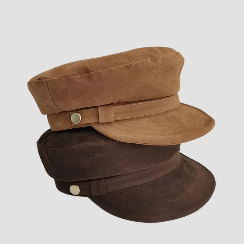 Stacked brown hats.