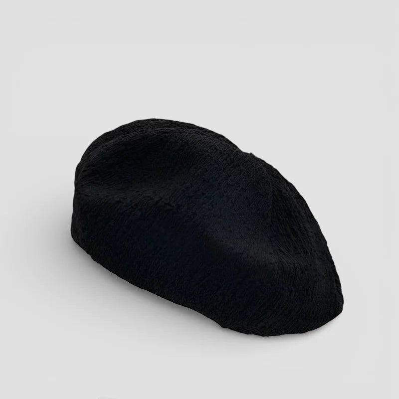 Summer Beret black beret with soft textured fabric finish