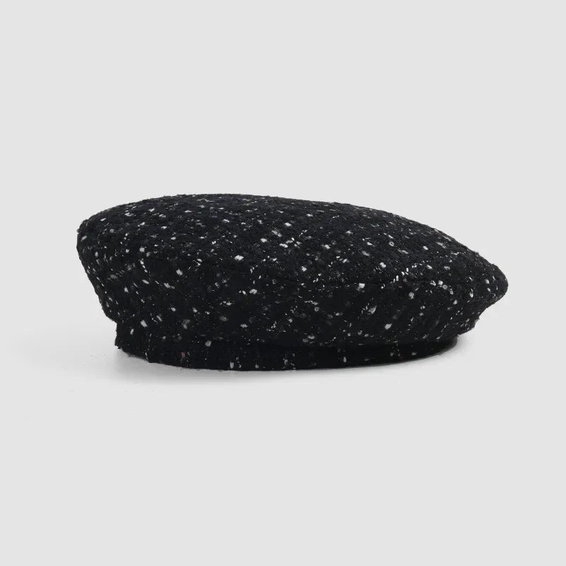 Black tweed beret.