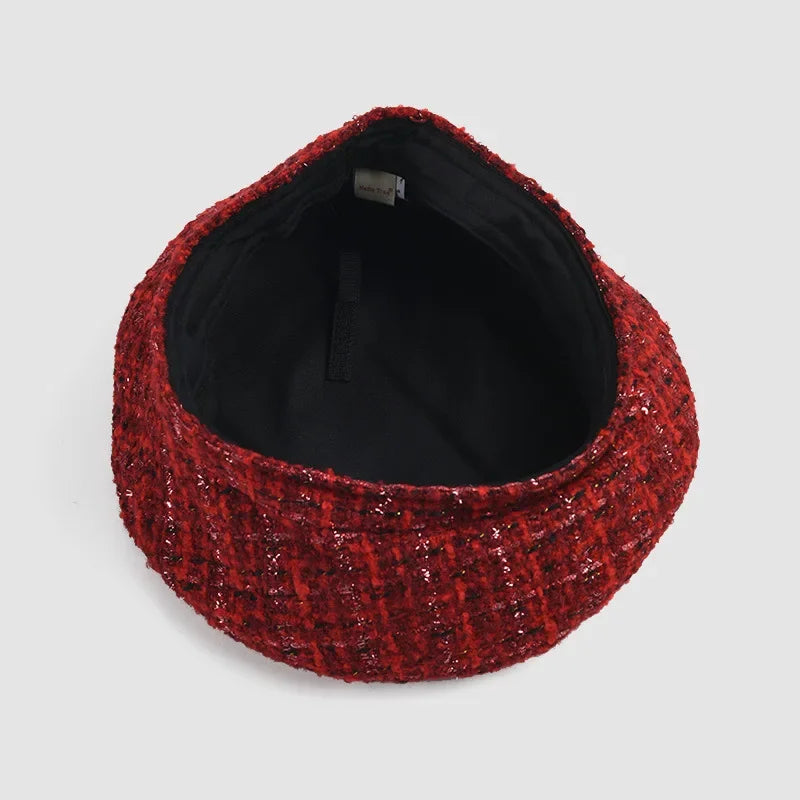 Red tweed beret.
