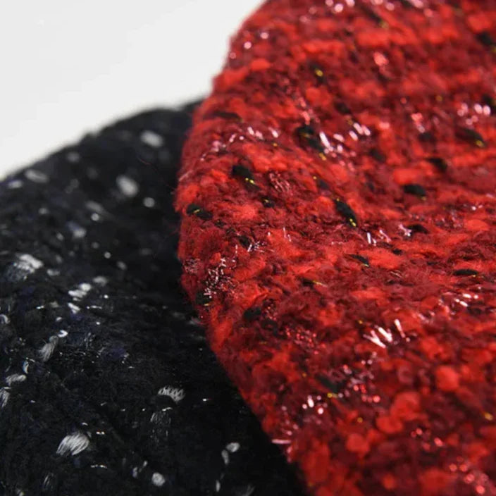 Textured red and black fabric.