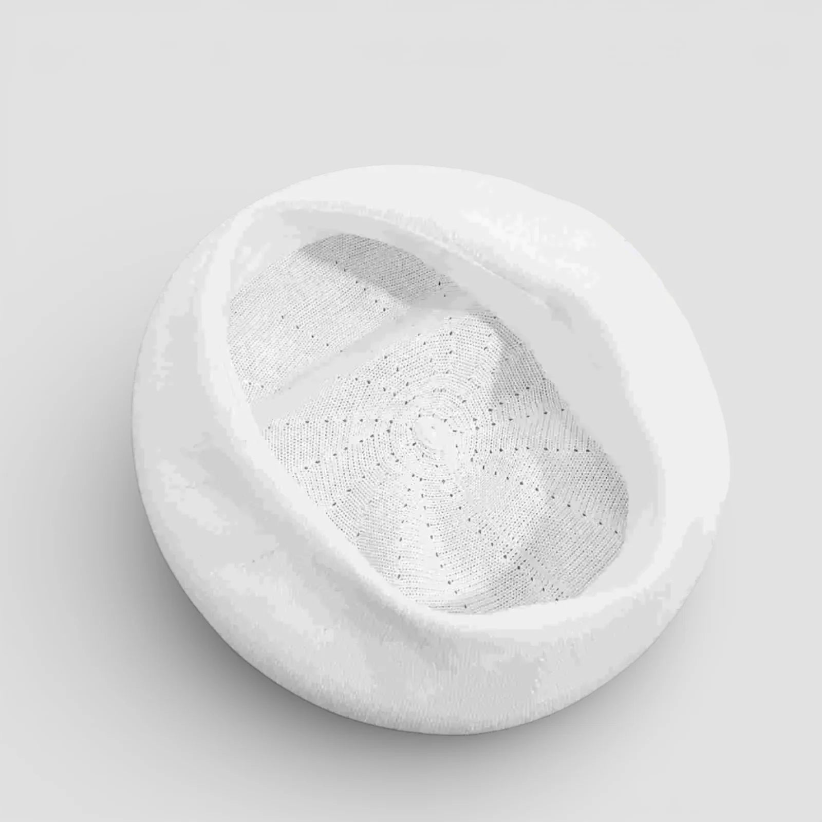 White Knit Beret with soft texture and subtle inner mesh pattern
