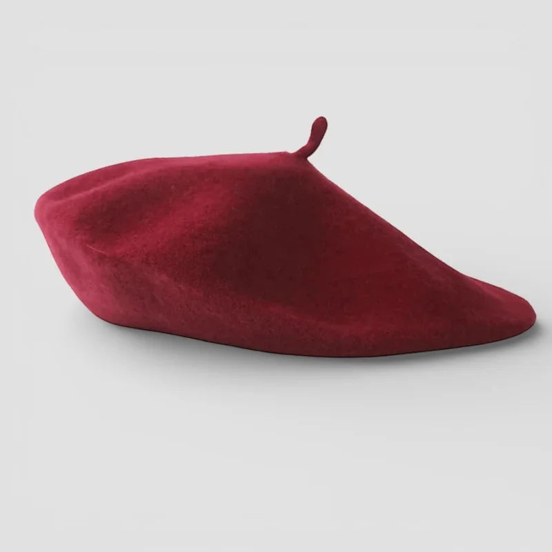 Wine Red Beret: rich burgundy velvet with textured surface and top loop