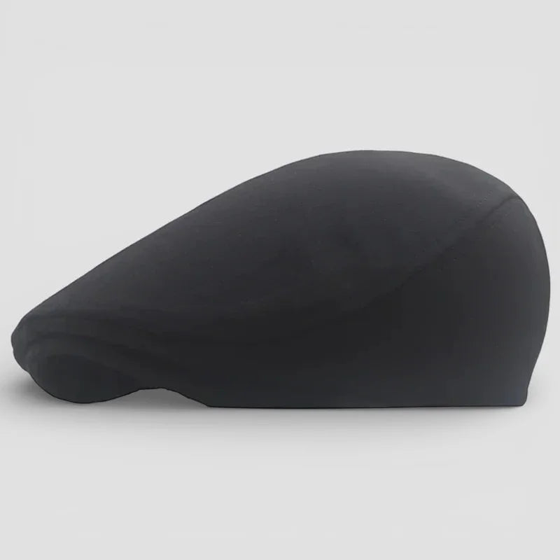 Winter Beret Cap black flat cap with matte finish and structured shape