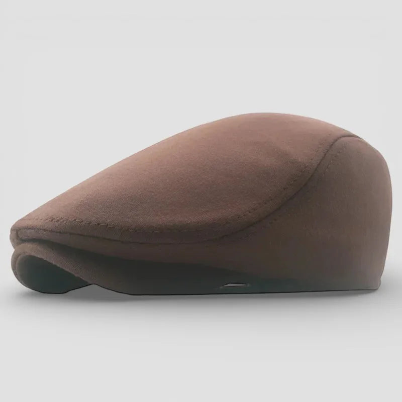 Brown suede Winter Beret Cap with soft textured finish and subtle stitching