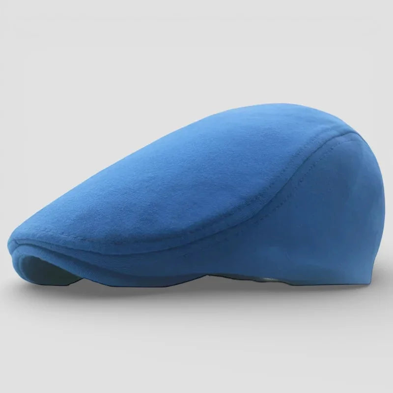 Winter Beret Cap: solid blue soft-textured flat cap classic design