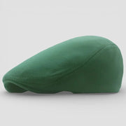 Winter Beret Cap: solid green flat cap with soft velvety texture