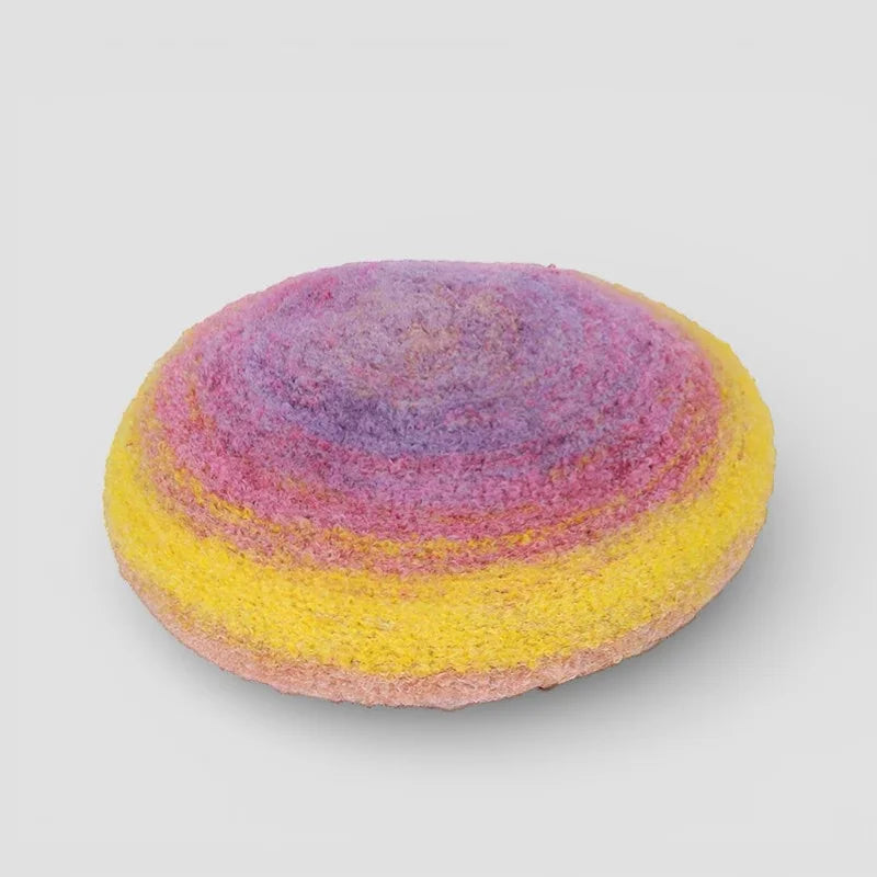 Wool Beret Pattern multicolored bath bomb in purple pink yellow gradient