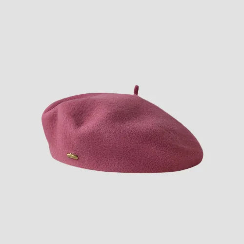 Pink wool beret.