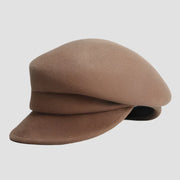 Beige wool newsboy cap.